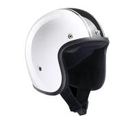 Casco da moto aperto BANDIT Jet Classic Bianco e Nero Lucido Custom Biker Style Visiera inclusa Black & White Open Helmet - Non Omologato JETCL (XL)
