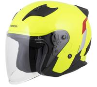 Casco da moto aperto Cassida Reflex 2.0 Safety giallo fluo-rosso-grigio-argento riflettente S