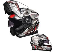 Casco da moto apribile con visiera parasole, casco integrale certificato ECE con doppia visiera, casco da moto apribile per uomo e donna 3,M=57-58CM