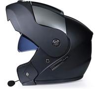 Casco da Moto Bluetooth Flip Up, Casco Modulare Omologato DOT/ece, Casco Antiurto con Doppia Visiera, Altoparlante Integrato, Microfono, H, L(58~59CM)