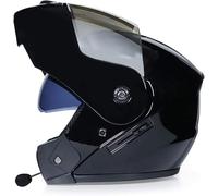 Casco da Moto Bluetooth Flip Up, Casco Modulare Omologato DOT/ece, Casco Antiurto con Doppia Visiera, Altoparlante Integrato, Microfono, D, XL(60~61CM)