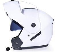Casco da Moto Bluetooth Flip Up, Casco Modulare Omologato DOT/ece, Casco Antiurto con Doppia Visiera, Altoparlante Integrato, Microfono, C, S(54~55CM)