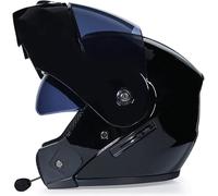 Casco da Moto Bluetooth Flip Up, Casco Modulare Omologato DOT/ece, Casco Antiurto con Doppia Visiera, Altoparlante Integrato, Microfono, E, S(54~55CM)