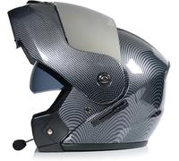 Casco da Moto Bluetooth Flip Up, Casco Modulare Omologato DOT/ece, Casco Antiurto con Doppia Visiera, Altoparlante Integrato, Microfono, L, L(58~59CM)