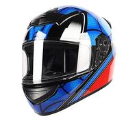 Casco da Moto,Casco Integrale da Uomo e da Donna personalità Cool Four Seasons HD Lens Electric Scooter Motorcycle Racing Helmet,Certificato ECE D,XL=59~60cm