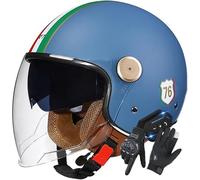 Casco Da Moto Con Auricolare Bluetooth, Casco Jet Per Uomo E Donna, Omologato ECE 22.06, Casco Da Moto Retrò Con Doppia Visiera, Materiale ABS, Mezzo Casco Per Scooter Elettrico 18,XL/(61~62cm)