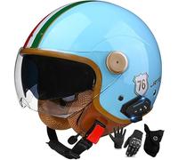 Casco Da Moto Con Auricolare Bluetooth, Casco Jet Per Uomo E Donna, Omologato ECE 22.06, Casco Da Moto Retrò Con Doppia Visiera, Materiale ABS, Mezzo Casco Per Scooter Elettrico 3,XXL/(63~64cm)