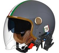 Casco Da Moto Con Auricolare Bluetooth, Casco Jet Per Uomo E Donna, Omologato ECE 22.06, Casco Da Moto Retrò Con Doppia Visiera, Materiale ABS, Mezzo Casco Per Scooter Elettrico 21,M/(57~58cm)