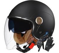 Casco Da Moto Con Auricolare Bluetooth, Casco Jet Per Uomo E Donna, Omologato ECE 22.06, Casco Da Moto Retrò Con Doppia Visiera, Materiale ABS, Mezzo Casco Per Scooter Elettrico 19,XL/(61~62cm)