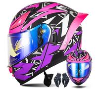 Casco da Moto con Doppia Visiera, Certificato ECE, Casco Modulare Uomo Donna, Casco Integrale Riscaldamento Invernale Mentoniera Rimovibile, Slot Bluetooth, S-XXL