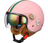 Casco Da Moto Con Doppio Specchio Mezzo Casco Retrò Mezzo Casco 3/4 Vari Stili Casco Quattro Stagioni, Casco Unisex Con Doppia Visiera, Casco Scooter Certificato ECE C1,60~61 XL