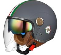 Casco Da Moto Con Doppio Specchio Mezzo Casco Retrò Mezzo Casco 3/4 Vari Stili Casco Quattro Stagioni, Casco Unisex Con Doppia Visiera, Casco Scooter Certificato ECE A3,60~61 XL