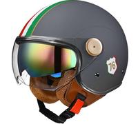 Casco Da Moto Con Doppio Specchio Mezzo Casco Retrò Mezzo Casco 3/4 Vari Stili Casco Quattro Stagioni, Casco Unisex Con Doppia Visiera, Casco Scooter Certificato ECE A1,58~59 L