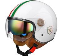 Casco Da Moto Con Doppio Specchio Mezzo Casco Retrò Mezzo Casco 3/4 Vari Stili Casco Quattro Stagioni, Casco Unisex Con Doppia Visiera, Casco Scooter Certificato ECE D1,58~59 L