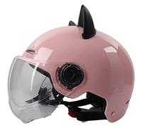 Casco da Moto con Orecchie di Gatto, Uomini e Donne Cool Simpatico Casco Mezzo con Orecchie di Gatto, Caschi da Scooter per Scooter con Visiera Approvato DOT/ECE,Rosa,One Size