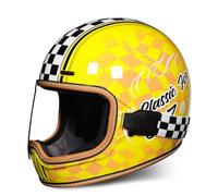 Casco da moto DOT Caschi retrò per adulti Leggeri Traspiranti Omologati per la circolazione su strada Design ventilato Adatti per la guida di moto da corsa Giallo M/57-58cm