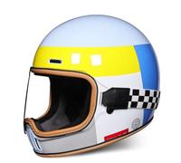 Casco da moto DOT Caschi retrò per adulti Leggeri Traspiranti Omologati per la circolazione su strada Design ventilato Adatti per la guida di moto da corsa Blu M/57-58cm