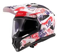 Casco da moto enduro LS2 MX702 Pioneer II Fantasy bianco-rosso-blu L