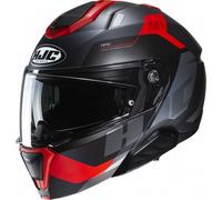 Casco da moto flip-up HJC i91 Carst nero-grigio-rosso 2XL