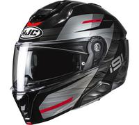 Casco da moto flip-up HJC i91 Dusk MC1 nero-grigio-rosso M