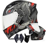 Casco da Moto Integrale, Casco Apribile con Doppia Visiera Parasole, Casco Modulare da Uomo E da Donna per Adulti, Ciclomotore, Corse su Strada, Scooter, Bici, Cruiser, Omologato Ece, D, M(57~58cm)