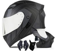 Casco da Moto Integrale, Casco Apribile con Doppia Visiera Parasole, Casco Modulare da Uomo E da Donna per Adulti, Ciclomotore, Corse su Strada, Scooter, Bici, Cruiser, Omologato Ece, G, L(59~60cm)