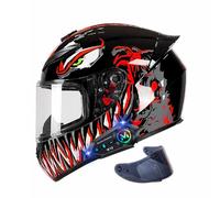 Casco da Moto Integrale con Bluetooth, Casco Moto Fuoristrada pour Quattro Stagioni Motocross Scooter Motorino, Uomo Donne Protezione di Sicurezza Omologato ECE, 55~66CM