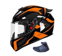 Casco da Moto Integrale con Visiera per Uomini e Donne, Omologato ECE Casco Moto Fuoristrada pour Quattro Stagioni Motocross Scooter Motorino, Protezione di Sicurezza (B, XL 61~62CM)