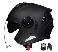 Casco da moto jet 3/4 con doppia visiera down-draft, design aperto, certificato ECE, adatto a scooter e ciclomotori. A,2XL:63-64CM
