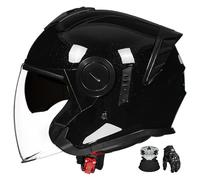 Casco da moto jet 3/4 con doppia visiera down-draft, design aperto, certificato ECE, adatto a scooter e ciclomotori. E,2XL:63-64CM