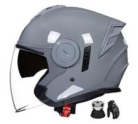 Casco da moto jet 3/4 con doppia visiera down-draft, design aperto, certificato ECE, adatto a scooter e ciclomotori. B,2XL:63-64CM