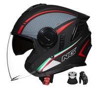 Casco da moto jet 3/4 con doppia visiera down-draft, design aperto, certificato ECE, adatto a scooter e ciclomotori. D,2XL:63-64CM