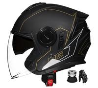 Casco da moto jet 3/4 con doppia visiera down-draft, design aperto, certificato ECE, adatto a scooter e ciclomotori. F,2XL:63-64CM