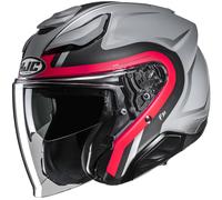 Casco da moto jet HJC F31 Bask MC1SF grigio-rosso-nero 2XL