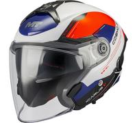 Casco da moto jet MT Cosmo SV Icarus A5 blu-bianco-rosso S
