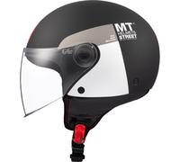Casco da moto jet MT STREET INBOARD D2 nero opaco-argento 2XS
