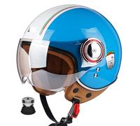 Casco da moto jet retrò, casco da moto leggero con protezione per le orecchie rimovibile, casco da scooter leggero, fodera traspirante, EPS antiurto, vestibilità rapida unisex F,M(55-56CM)