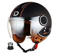 Casco da moto jet retrò, casco da moto leggero con protezione per le orecchie rimovibile, casco da scooter leggero, fodera traspirante, EPS antiurto, vestibilità rapida unisex I,XL(59CM)