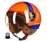 Casco da moto jet retrò, casco da moto leggero con protezione per le orecchie rimovibile, casco da scooter leggero, fodera traspirante, EPS antiurto, vestibilità rapida unisex C,L(57-58CM)