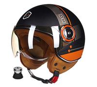 Casco da moto jet retrò, casco da moto leggero con protezione per le orecchie rimovibile, casco da scooter leggero, fodera traspirante, EPS antiurto, vestibilità rapida unisex A,M(55-56CM)