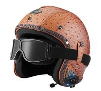 Casco da moto jet vintage omologato ECE e DOT per uomo e donna | Design retrò in pelle, Bluetooth integrato, guscio ABS, adatto scooter e veicolo elettrico