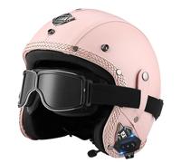 Casco da moto jet vintage omologato ECE e DOT per uomo e donna | Design retrò in pelle, Bluetooth integrato, guscio ABS, adatto scooter e veicolo elettrico