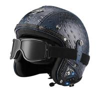 Casco da moto jet vintage omologato ECE e DOT per uomo e donna | Design retrò in pelle, Bluetooth integrato, guscio ABS, adatto scooter e veicolo elettrico