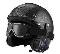 Casco da moto jet vintage omologato ECE e DOT per uomo e donna | Design retrò in pelle, Bluetooth integrato, guscio ABS, adatto scooter e veicolo elettrico