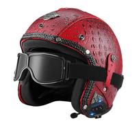 Casco da moto jet vintage omologato ECE e DOT per uomo e donna | Design retrò in pelle, Bluetooth integrato, guscio ABS, adatto scooter e veicolo elettrico