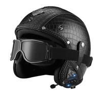 Casco da moto jet vintage omologato ECE e DOT per uomo e donna | Design retrò in pelle, Bluetooth integrato, guscio ABS, adatto scooter e veicolo elettrico