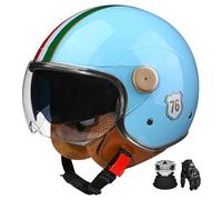 Casco Da Moto Leggero Retrò 3/4, Con Doppia Visiera, Certificato Ece, Adatto A Ciclomotori, Scooter E Moto Da Strada. I,L:59-60CM