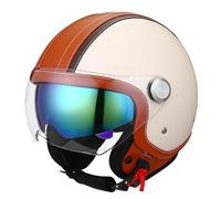 Casco Da Moto Mezza Faccia, Casco Aperto Moto Mezzo, 3/4 Mezzo Casco Adulti Uomini E Donne Doppio Specchio, Casco Jet Omologato DOT/ECE D02, XL=61~62cm