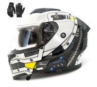 Casco da moto modulare, casco integrale flip-up Bluetooth con doppia visiera, certificato ECE, casco da moto scooter per tutte le stagioni per adulti, uomini e donne.