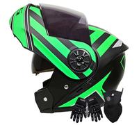 Casco da moto modulare, certificato ECE, casco da moto reversibile con doppia visiera, calotta ad alta resistenza, traspirante e confortevole, adatto per adulti, donne e uomini 5,XL61-62CM